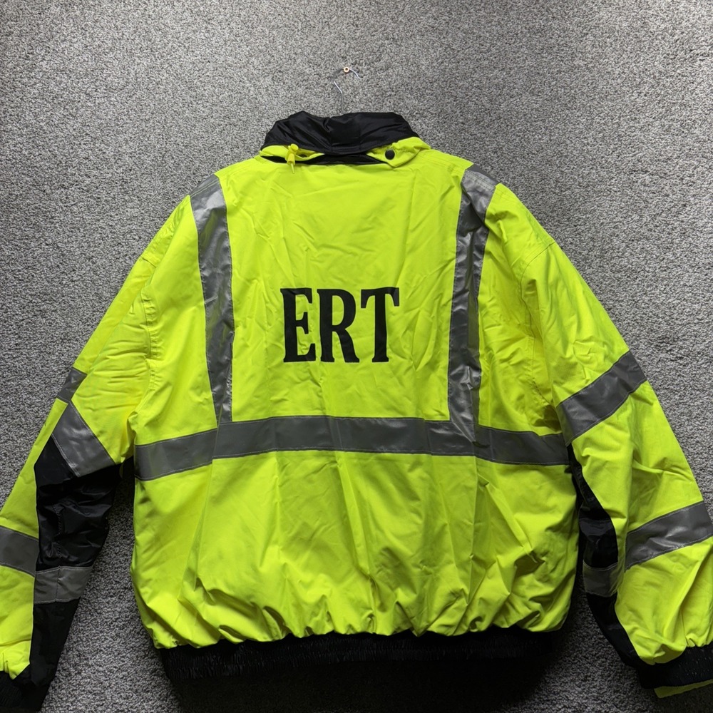 Visibility Enhanced Apparel ERT Mens 3XL Jacket 3M Work Safety Hidden‎ Hood NEW